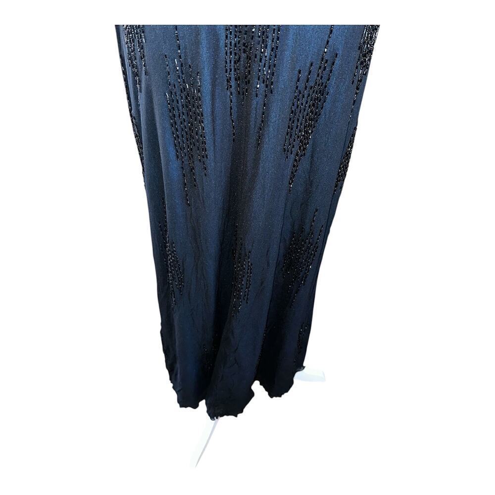 Vintage beaded black and blue gown sz 8 - Picture 4 of 8